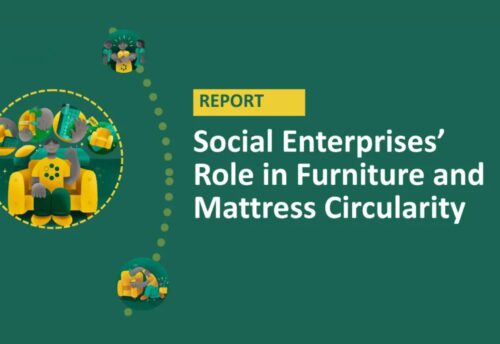 Bild zeigt Re-Use Austria Logo und den Social Enterprises' Role in Furniture and Mattress Circularity Report
