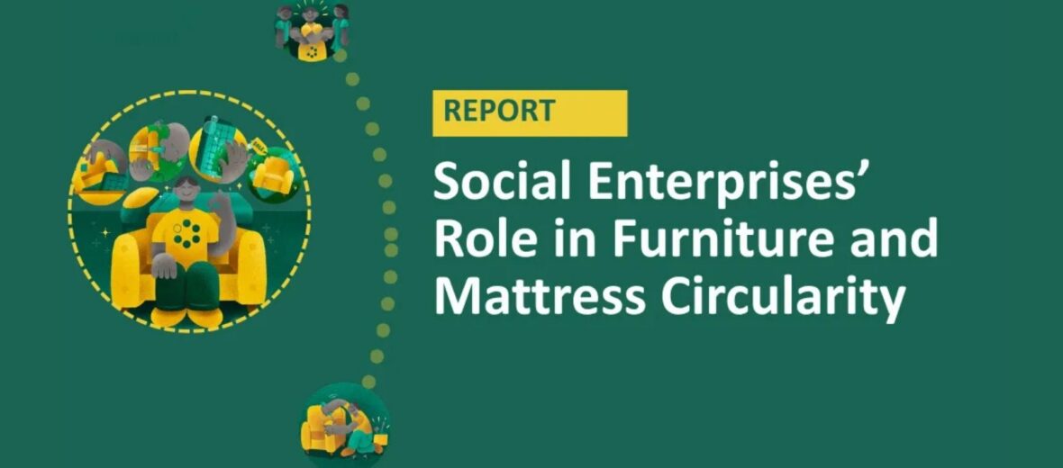 Bild zeigt Re-Use Austria Logo und den Social Enterprises' Role in Furniture and Mattress Circularity Report