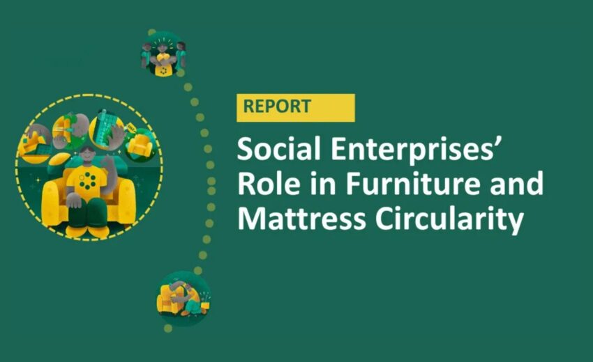 Bild zeigt Re-Use Austria Logo und den Social Enterprises' Role in Furniture and Mattress Circularity Report